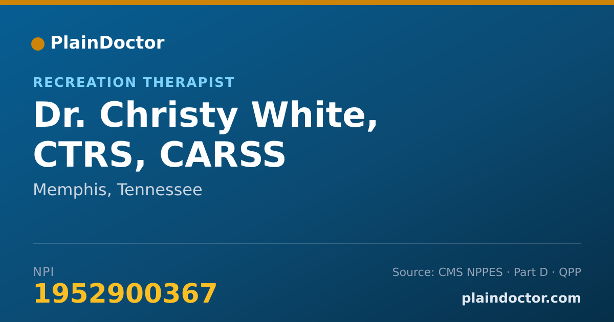 Shareable card for Christy White, CTRS, CARSS - Recreation Therapist, Memphis, TN
