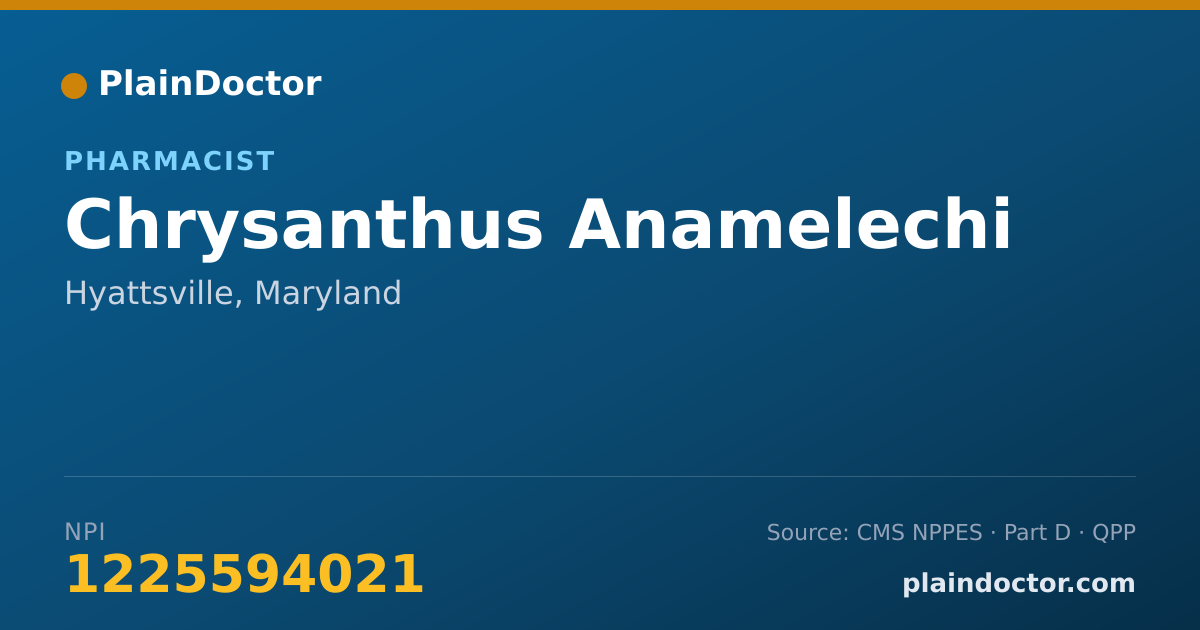Shareable card for Chrysanthus Anamelechi - Pharmacist, Hyattsville, MD
