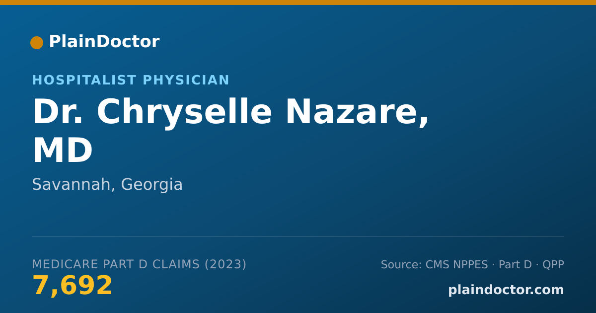 Shareable card for Chryselle Nazare, MD - Hospitalist Physician, Savannah, GA