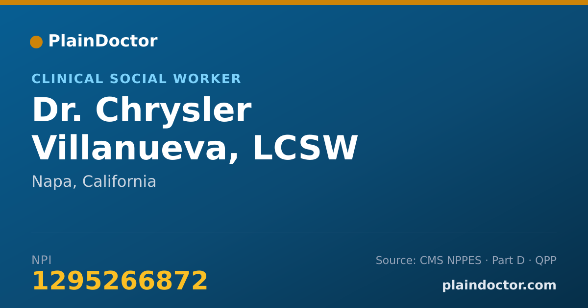 Shareable card for Chrysler Villanueva, LCSW - Clinical Social Worker, Napa, CA