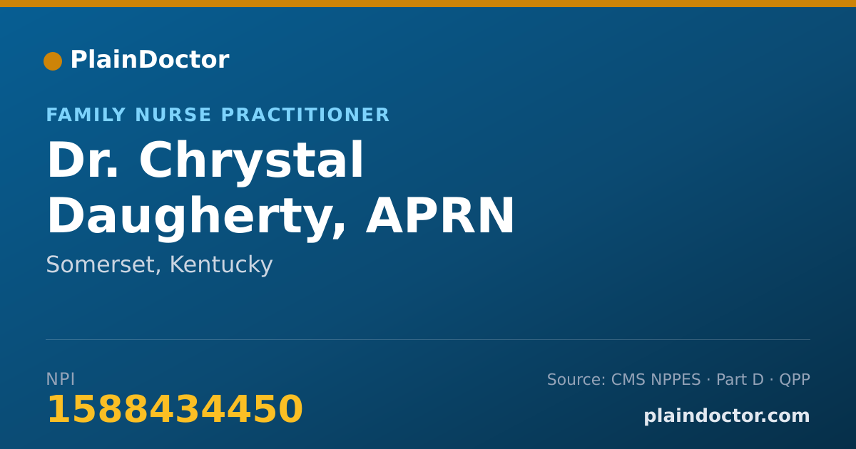 Shareable card for Chrystal Daugherty, APRN - Family Nurse Practitioner, Somerset, KY