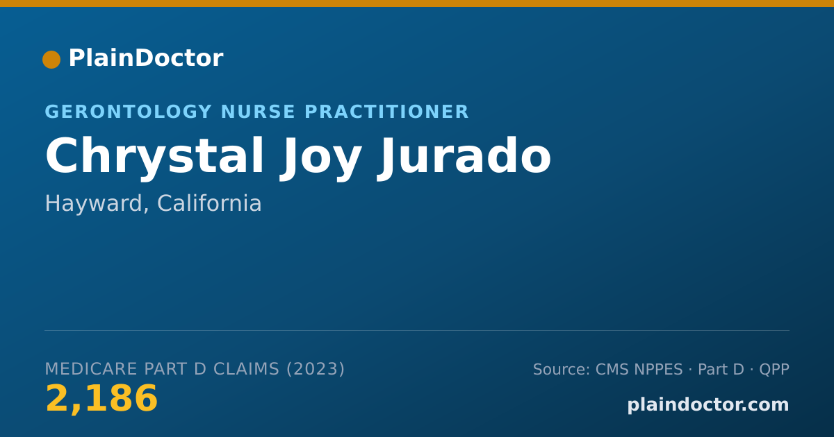 Shareable card for Chrystal Joy Jurado - Gerontology Nurse Practitioner, Hayward, CA