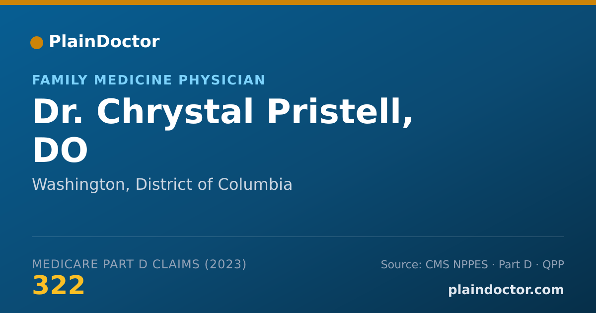 Shareable card for Chrystal Pristell, DO - Family Medicine Physician, Washington, DC