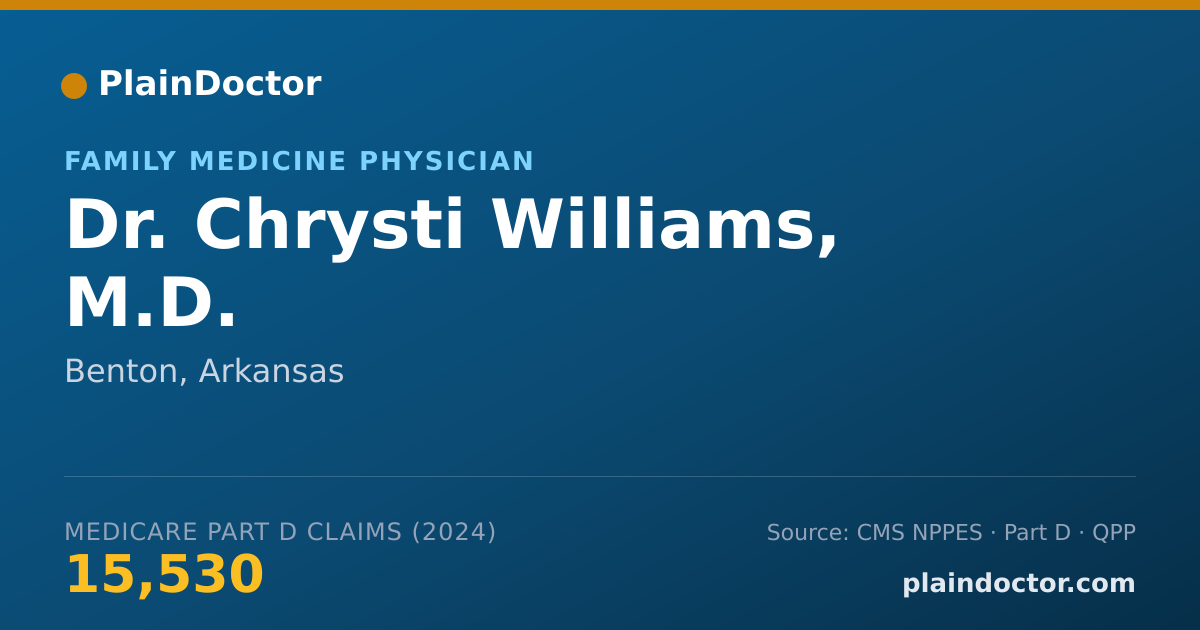 Shareable card for Chrysti Williams, M.D. - Family Medicine Physician, Benton, AR