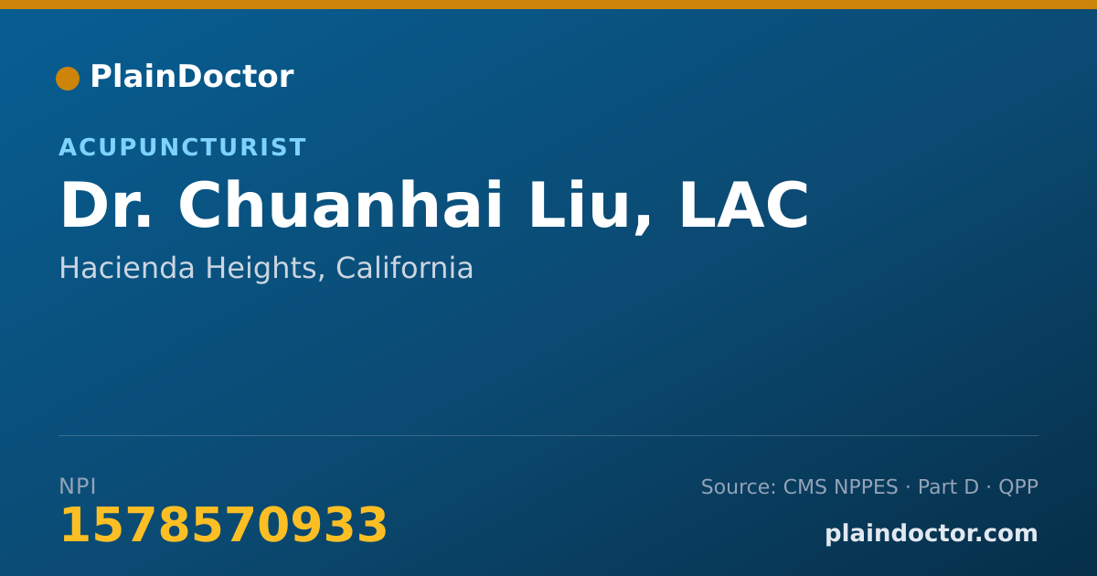 Shareable card for Chuanhai Liu, LAC - Acupuncturist, Hacienda Heights, CA