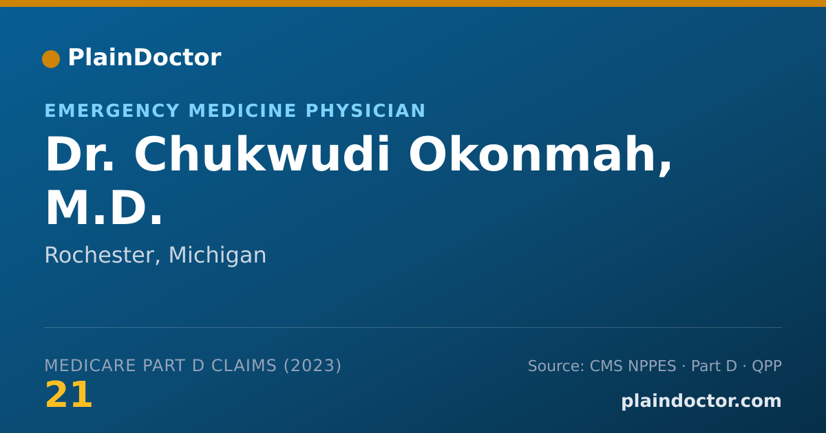 Shareable card for Chukwudi Okonmah, M.D. - Emergency Medicine Physician, Rochester, MI