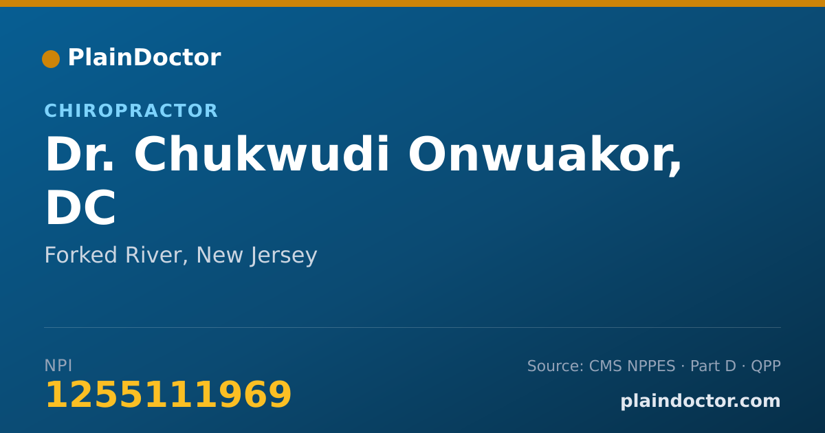 Shareable card for Chukwudi Onwuakor, DC - Chiropractor, Forked River, NJ