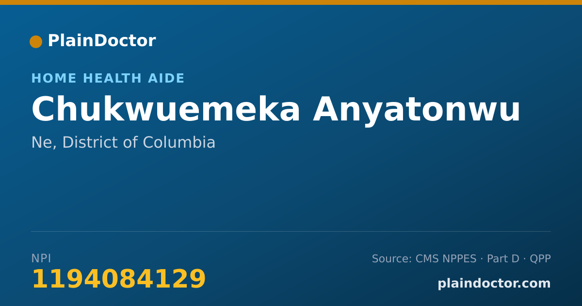 Shareable card for Chukwuemeka Anyatonwu - Home Health Aide, Ne, DC