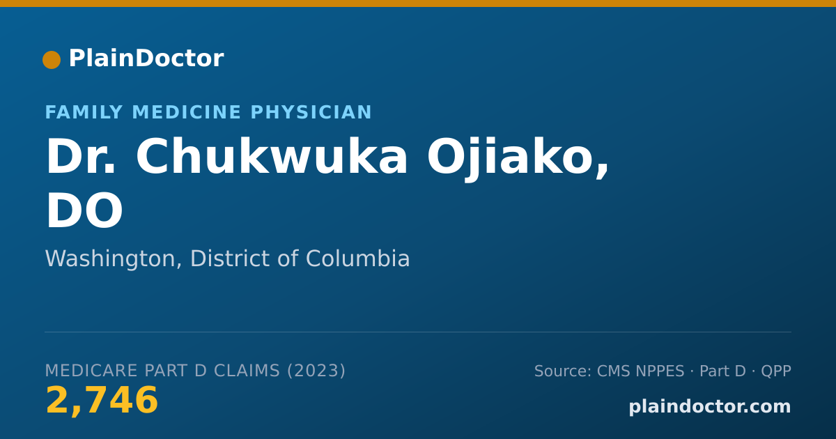 Shareable card for Chukwuka Ojiako, DO - Family Medicine Physician, Washington, DC