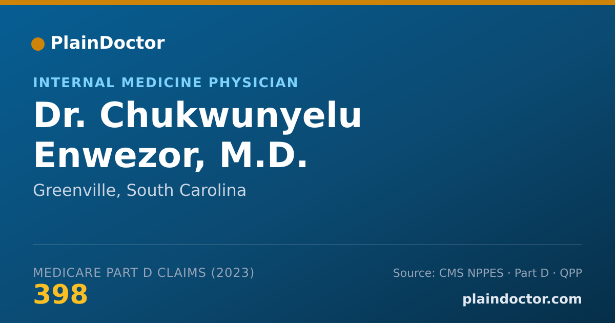Shareable card for Chukwunyelu Enwezor, M.D. - Internal Medicine Physician, Greenville, SC