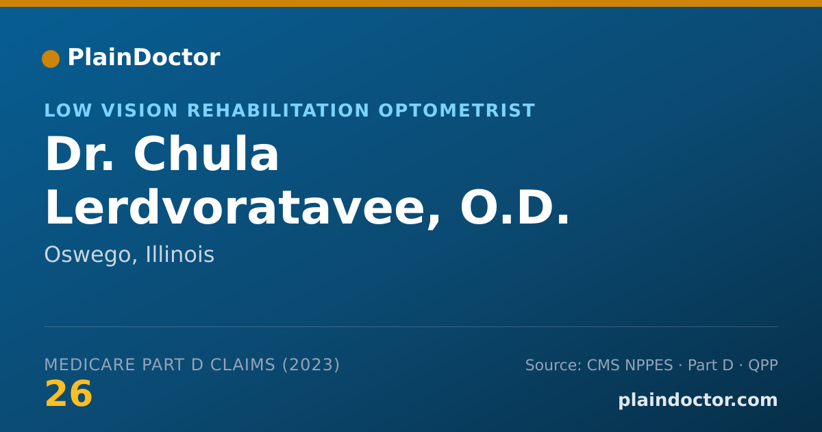 Shareable card for Chula Lerdvoratavee, O.D. - Low Vision Rehabilitation Optometrist, Oswego, IL