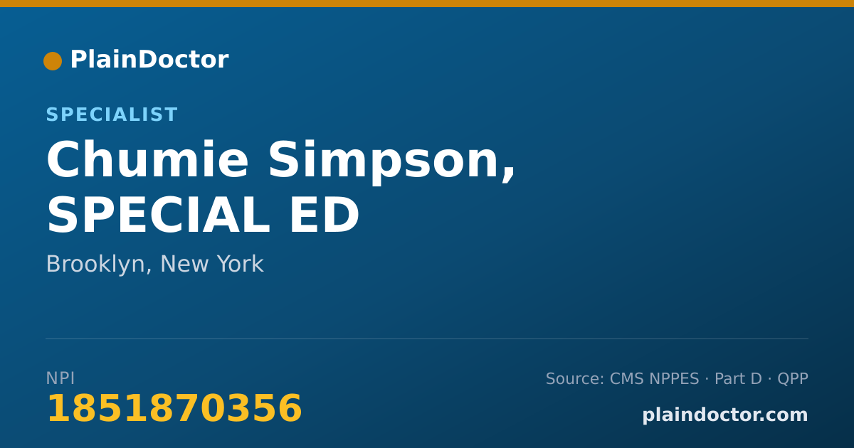 Shareable card for Chumie Simpson, SPECIAL ED - Specialist, Brooklyn, NY