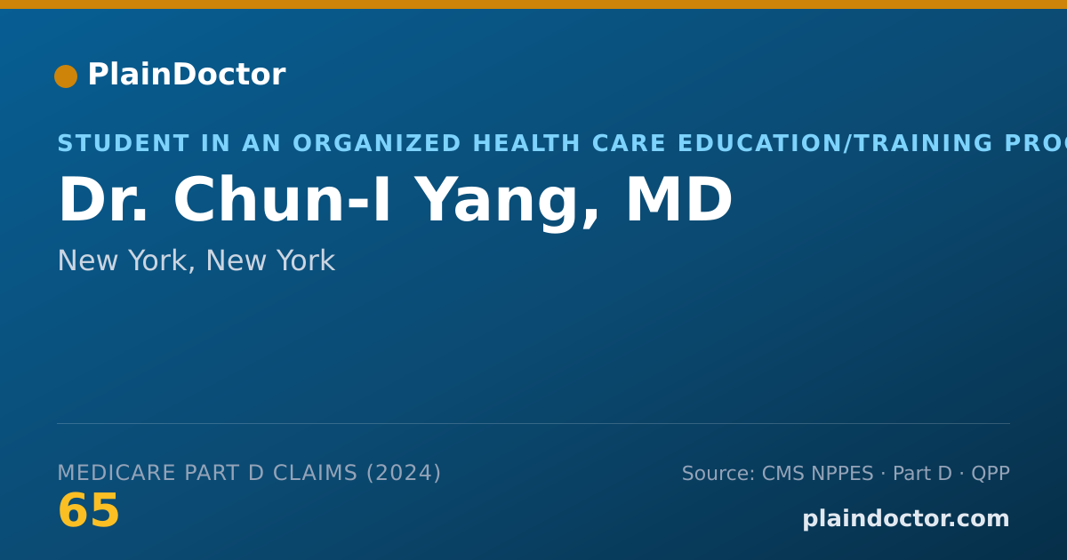 Shareable card for Chun-I Yang, MD - Student in an Organized Health Care Education/Training Program, New York, NY