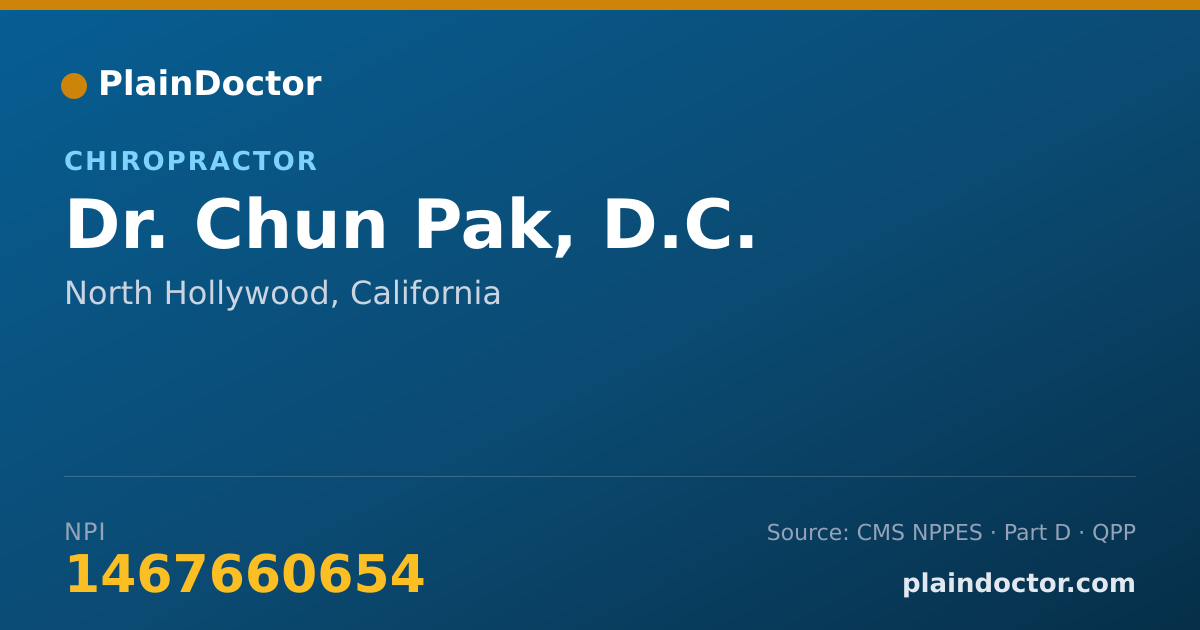Shareable card for Chun Pak, D.C. - Chiropractor, North Hollywood, CA