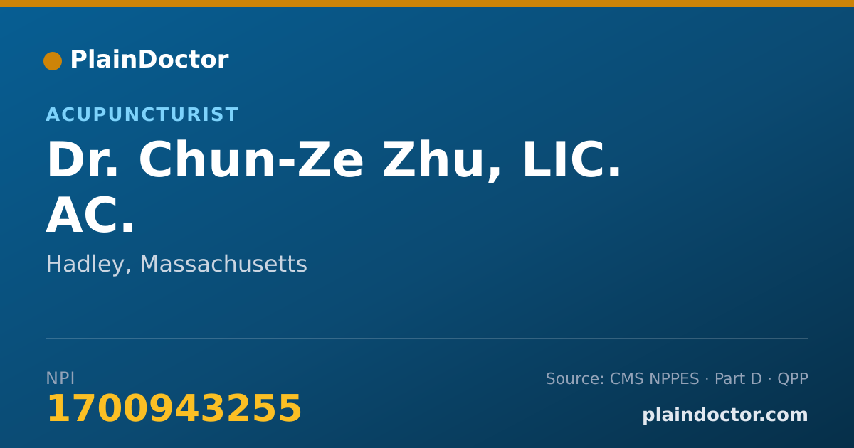 Shareable card for Chun-Ze Zhu, LIC. AC. - Acupuncturist, Hadley, MA