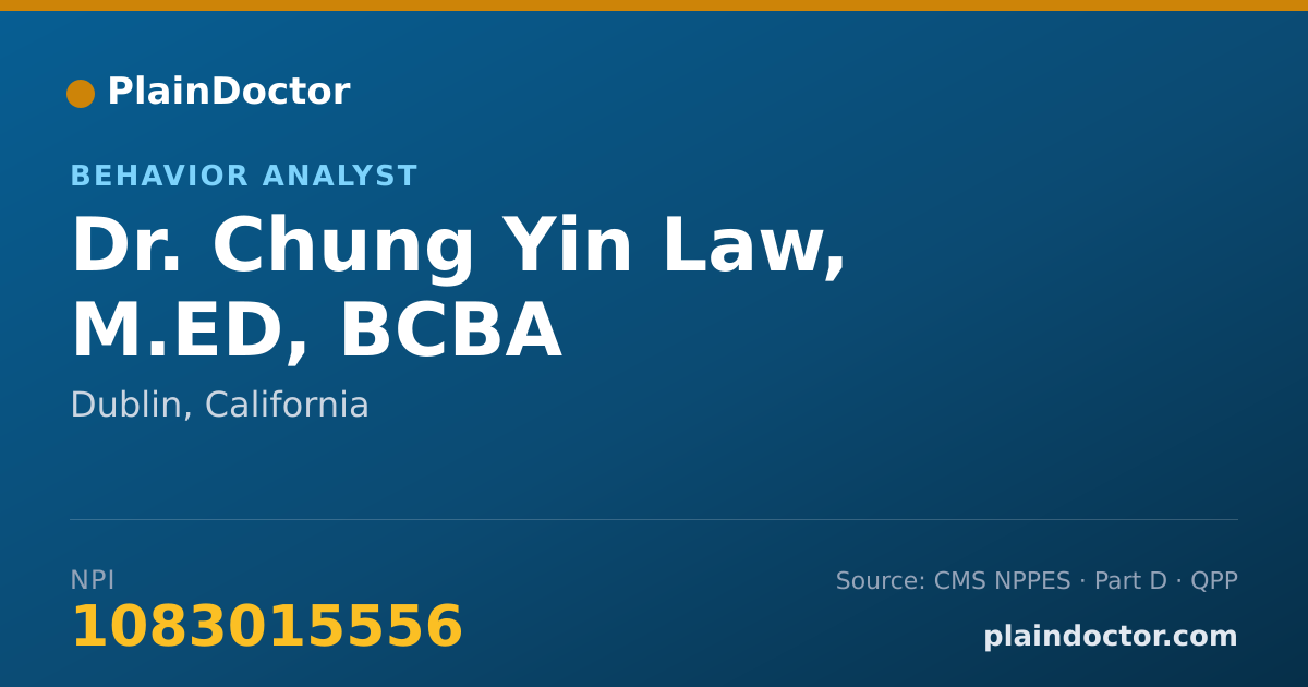 Shareable card for Chung Yin Law, M.ED, BCBA - Behavior Analyst, Dublin, CA
