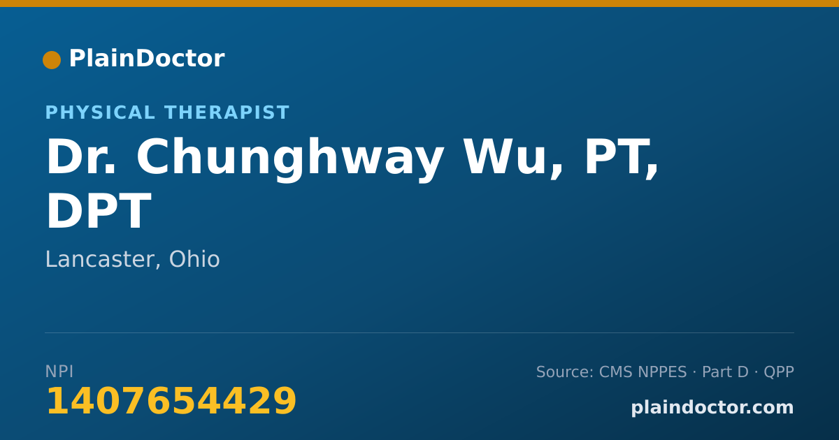 Shareable card for Chunghway Wu, PT, DPT - Physical Therapist, Lancaster, OH