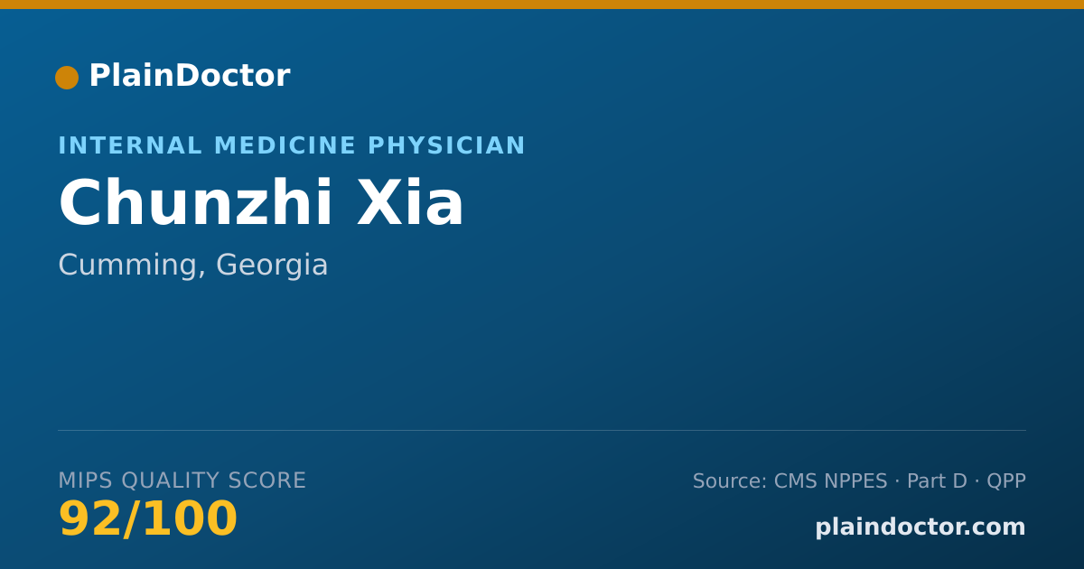 Shareable card for Chunzhi Xia - Internal Medicine Physician, Cumming, GA