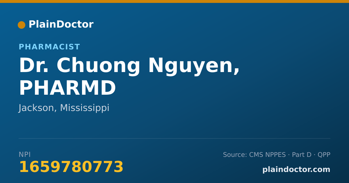 Shareable card for Chuong Nguyen, PHARMD - Pharmacist, Jackson, MS