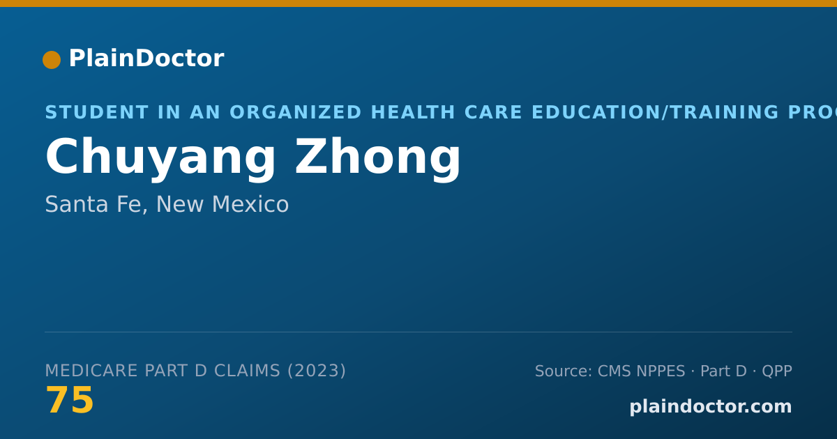 Shareable card for Chuyang Zhong - Student in an Organized Health Care Education/Training Program, Santa Fe, NM