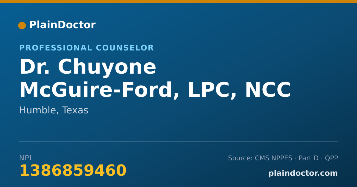 Shareable card for Chuyone McGuire-Ford, LPC, NCC - Professional Counselor, Humble, TX