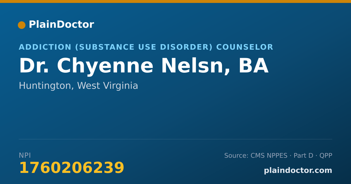 Shareable card for Chyenne Nelsn, BA - Addiction (Substance Use Disorder) Counselor, Huntington, WV