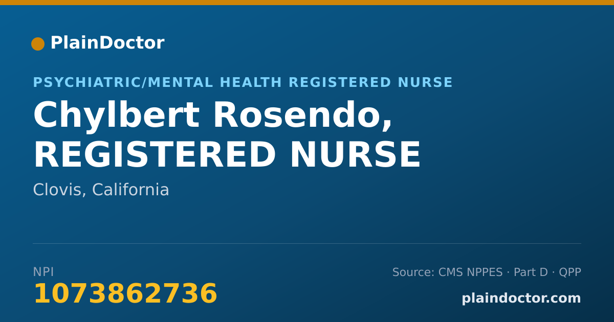 Shareable card for Chylbert Rosendo, REGISTERED NURSE - Psychiatric/Mental Health Registered Nurse, Clovis, CA