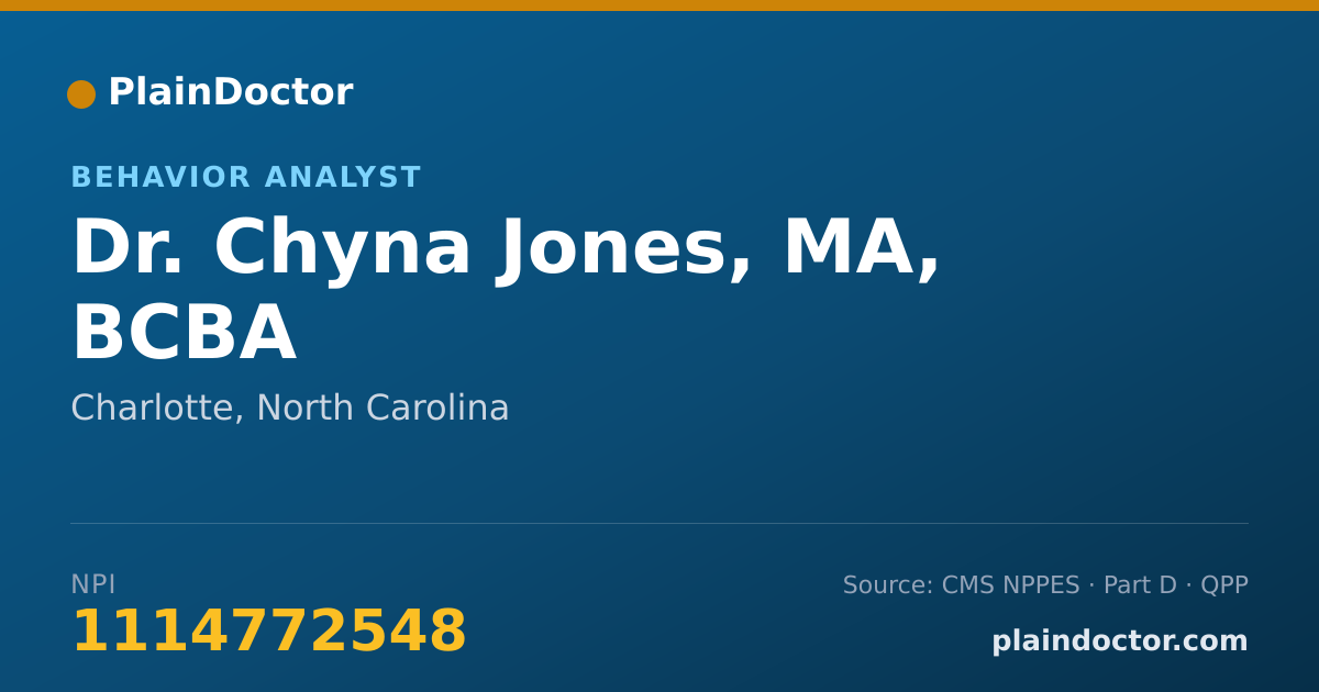 Shareable card for Chyna Jones, MA, BCBA - Behavior Analyst, Charlotte, NC
