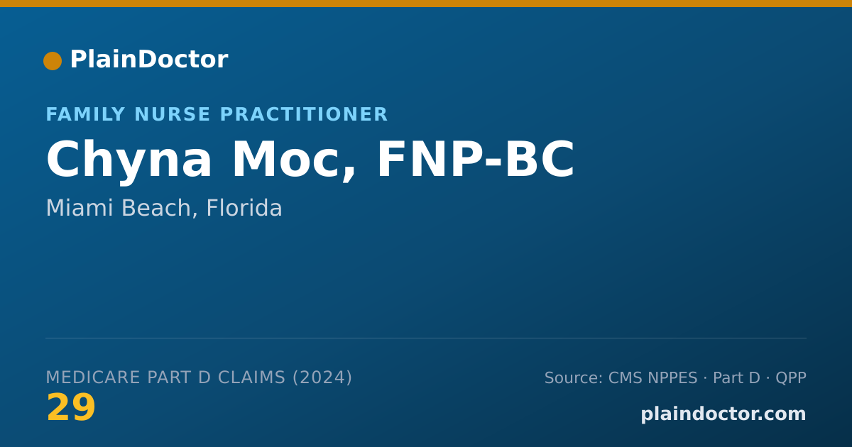 Shareable card for Chyna Moc, FNP-BC - Family Nurse Practitioner, Miami Beach, FL