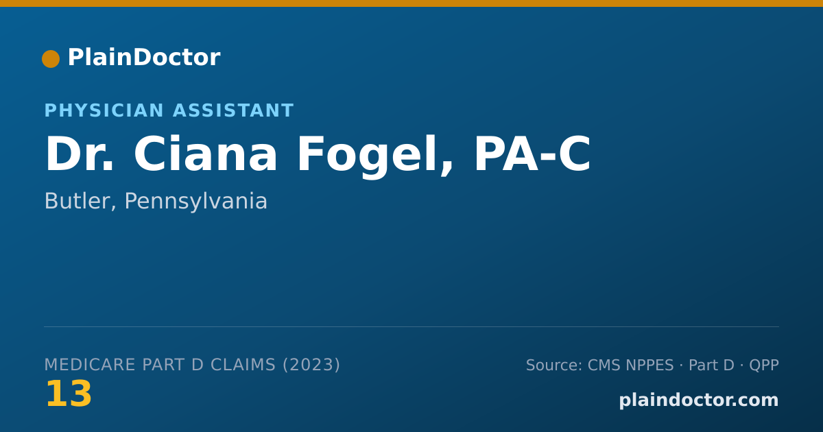 Shareable card for Ciana Fogel, PA-C - Physician Assistant, Butler, PA