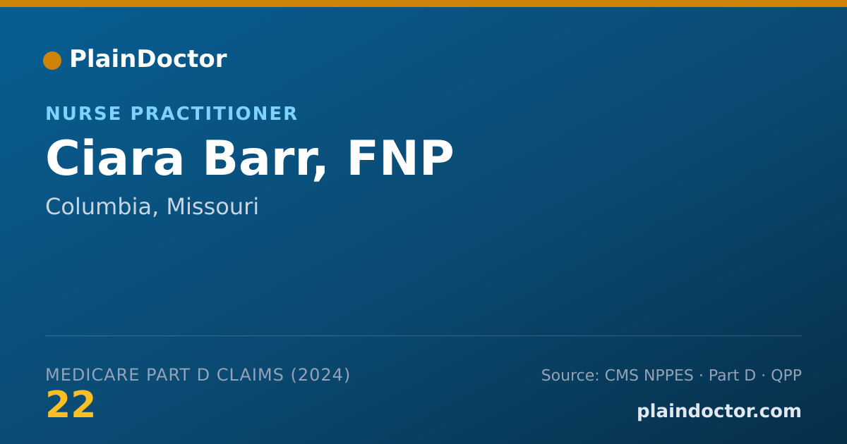 Shareable card for Ciara Barr, FNP - Nurse Practitioner, Columbia, MO
