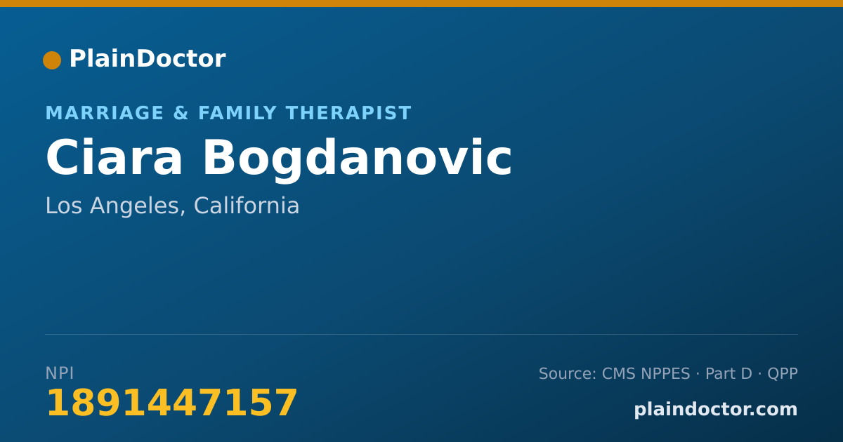 Shareable card for Ciara Bogdanovic - Marriage & Family Therapist, Los Angeles, CA