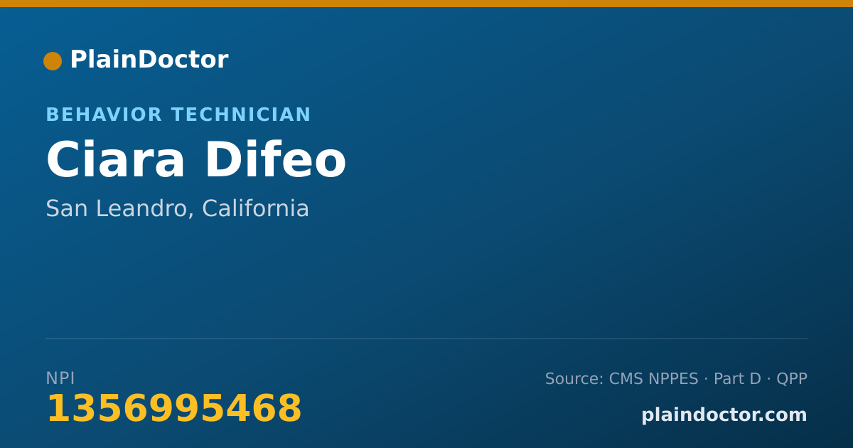 Shareable card for Ciara Difeo - Behavior Technician, San Leandro, CA