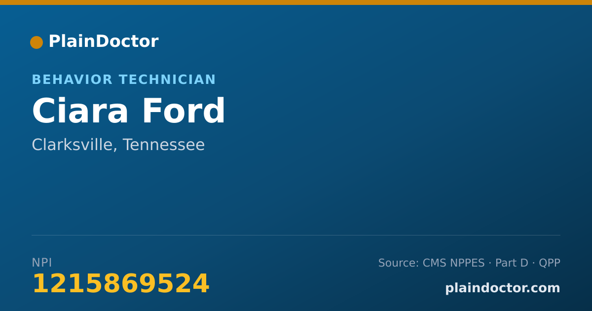 Shareable card for Ciara Ford - Behavior Technician, Clarksville, TN