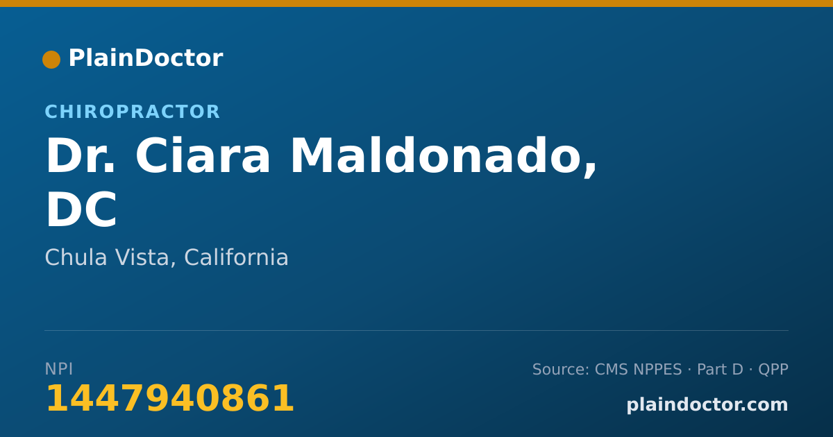 Shareable card for Ciara Maldonado, DC - Chiropractor, Chula Vista, CA