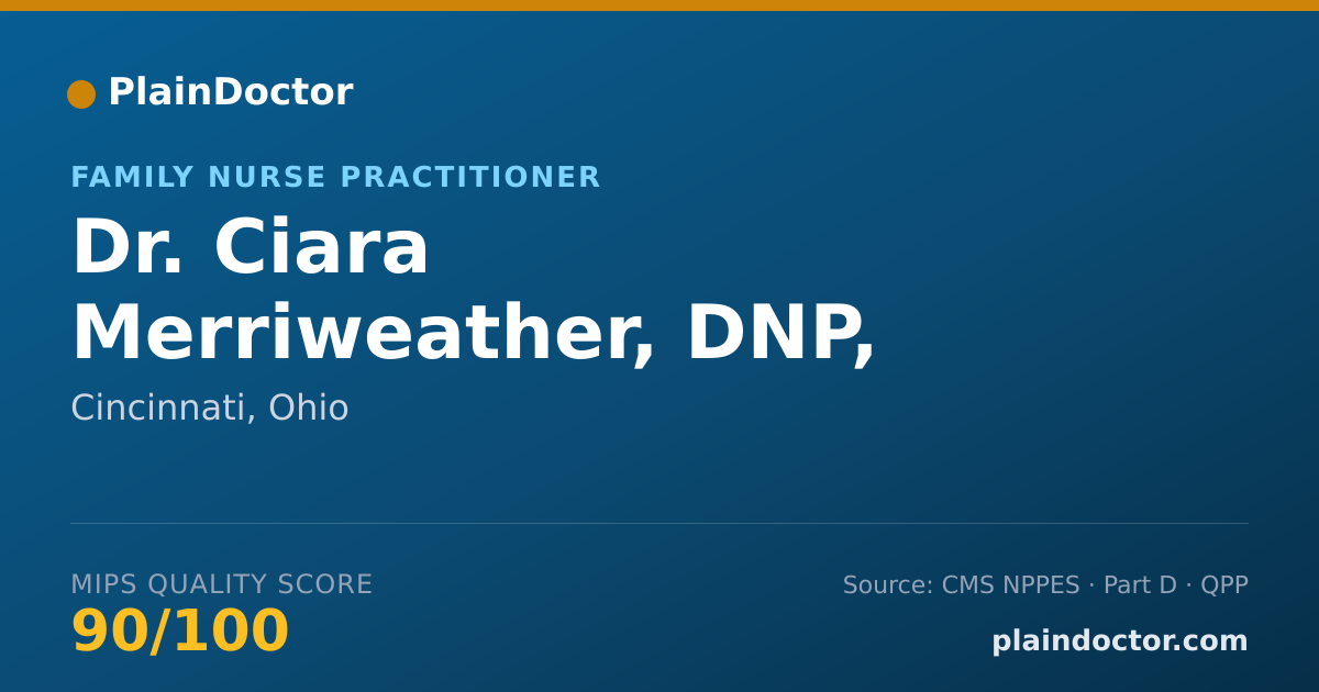 Shareable card for Ciara Merriweather, DNP, FNP-C, PMHNP-BC - Family Nurse Practitioner, Cincinnati, OH