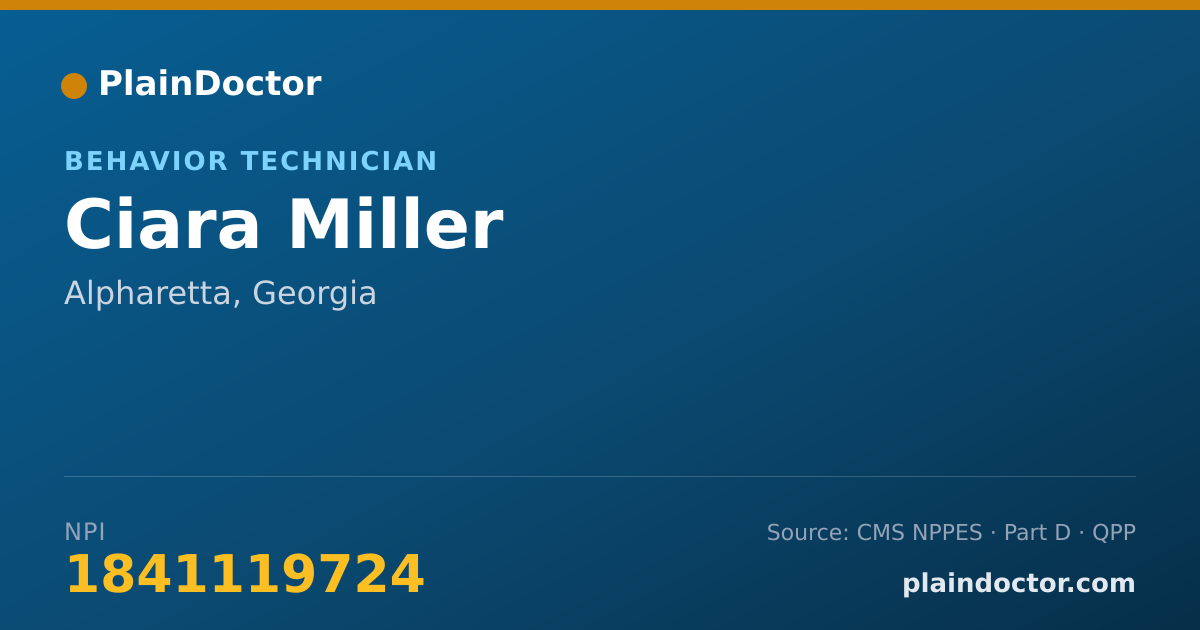 Shareable card for Ciara Miller - Behavior Technician, Alpharetta, GA