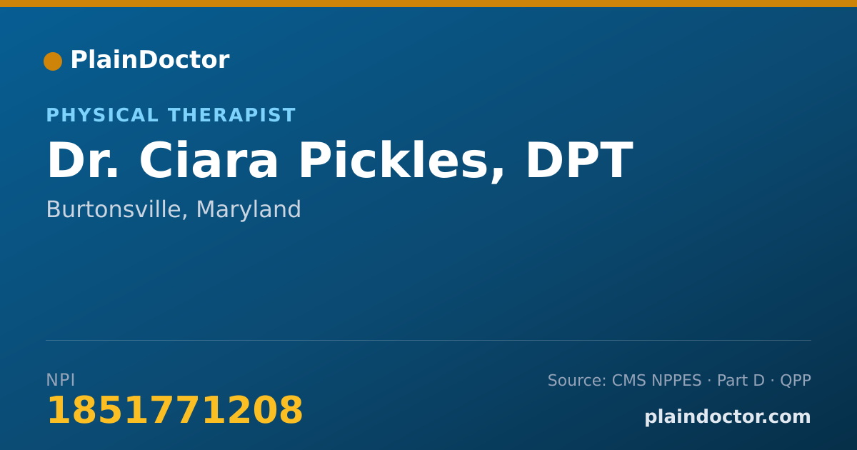 Shareable card for Ciara Pickles, DPT - Physical Therapist, Burtonsville, MD