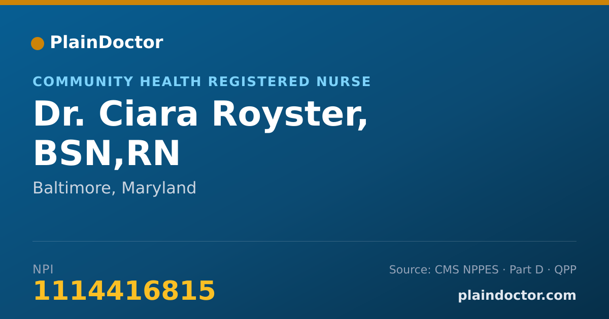 Shareable card for Ciara Royster, BSN,RN - Community Health Registered Nurse, Baltimore, MD