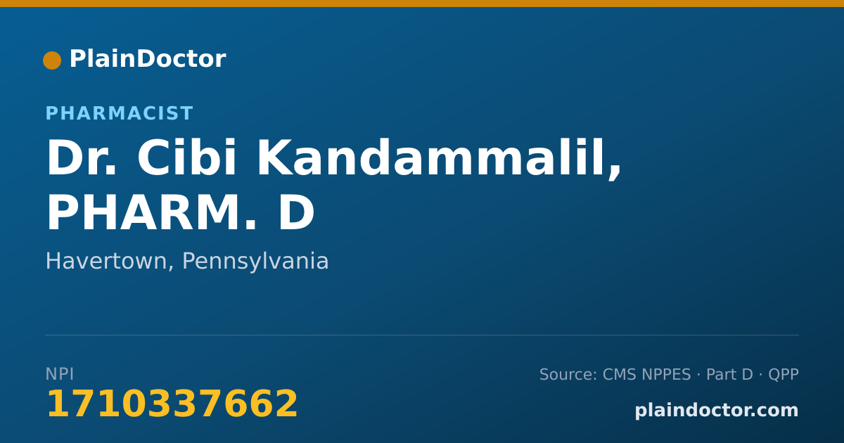Shareable card for Cibi Kandammalil, PHARM. D - Pharmacist, Havertown, PA