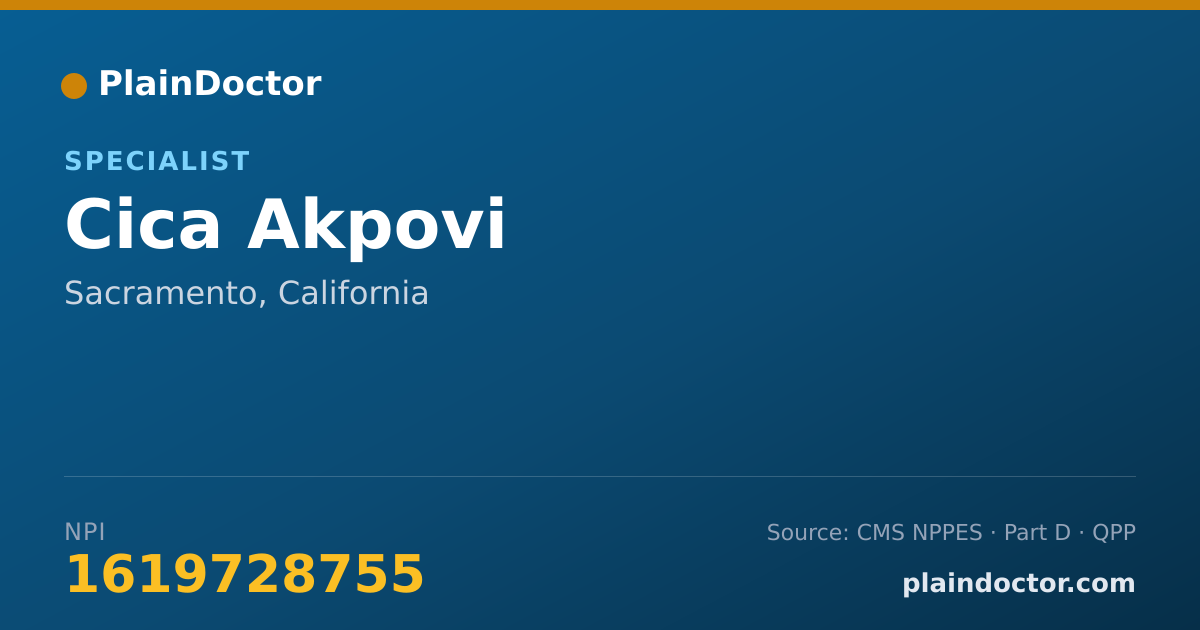 Shareable card for Cica Akpovi - Specialist, Sacramento, CA