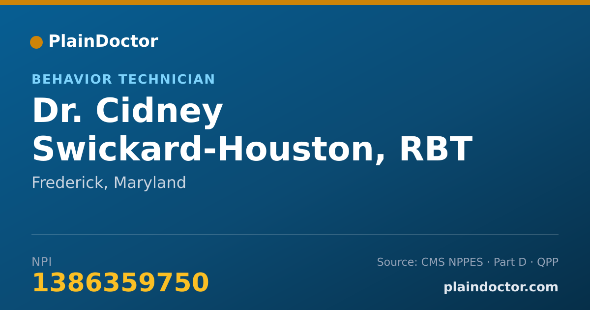 Shareable card for Cidney Swickard-Houston, RBT - Behavior Technician, Frederick, MD