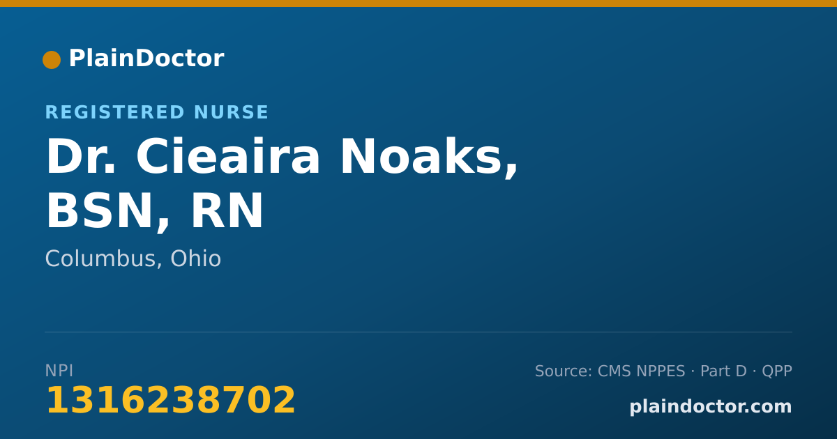 Shareable card for Cieaira Noaks, BSN, RN - Registered Nurse, Columbus, OH