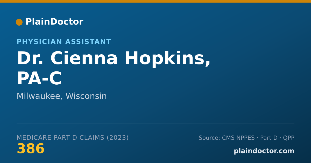 Shareable card for Cienna Hopkins, PA-C - Physician Assistant, Milwaukee, WI