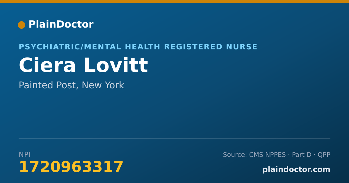 Shareable card for Ciera Lovitt - Psychiatric/Mental Health Registered Nurse, Painted Post, NY