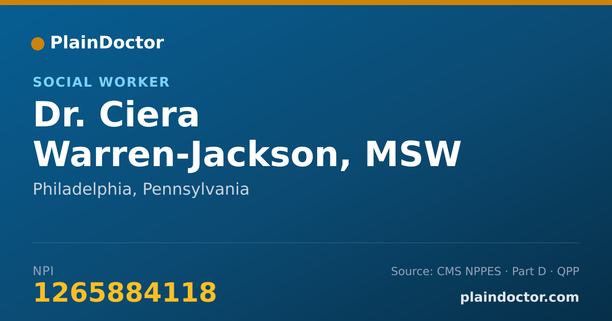 Shareable card for Ciera Warren-Jackson, MSW - Social Worker, Philadelphia, PA