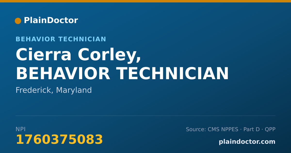 Shareable card for Cierra Corley, BEHAVIOR TECHNICIAN - Behavior Technician, Frederick, MD
