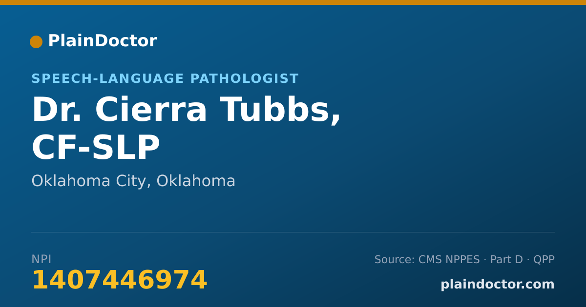 Shareable card for Cierra Tubbs, CF-SLP - Speech-Language Pathologist, Oklahoma City, OK