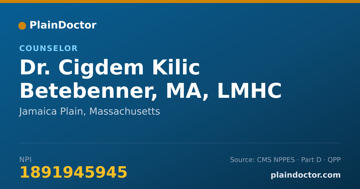 Shareable card for Cigdem Kilic Betebenner, MA, LMHC - Counselor, Jamaica Plain, MA