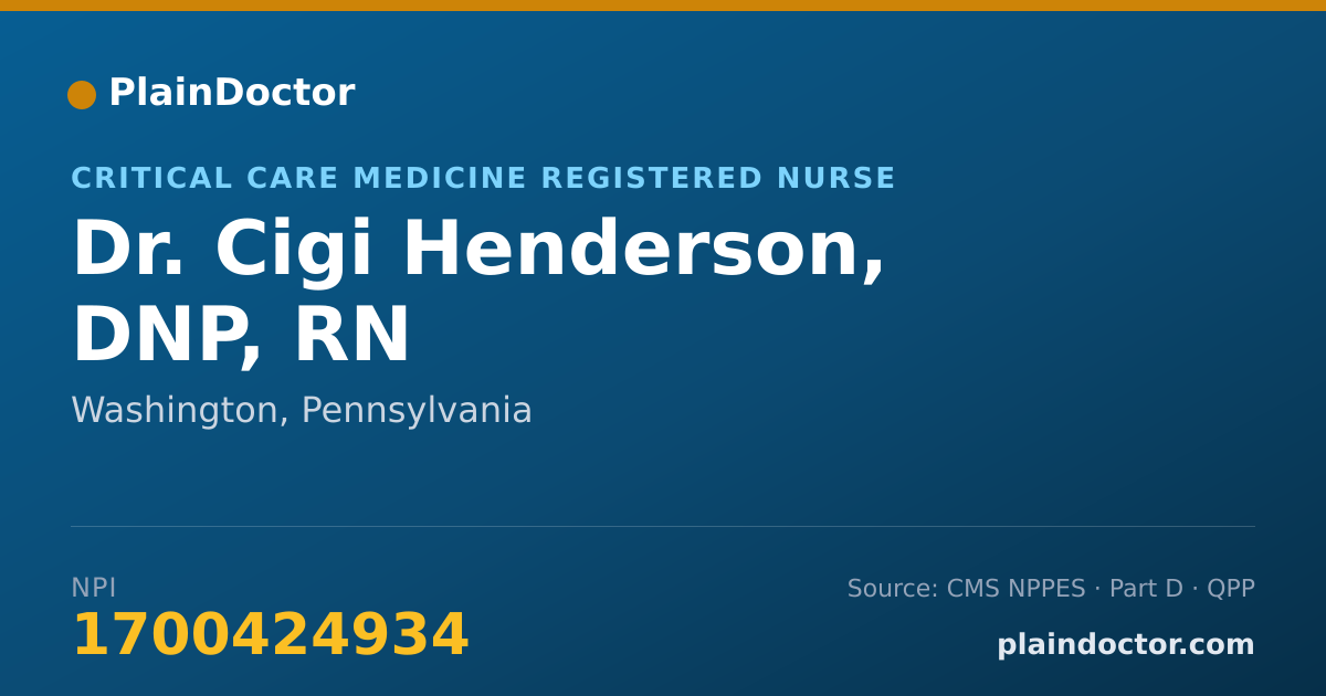 Shareable card for Cigi Henderson, DNP, RN - Critical Care Medicine Registered Nurse, Washington, PA